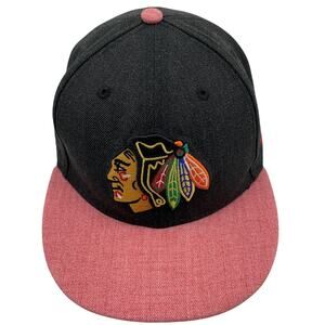 New Era Chicago Blackhawks Snapback Hat Pink Black NHL Adjustable Cap